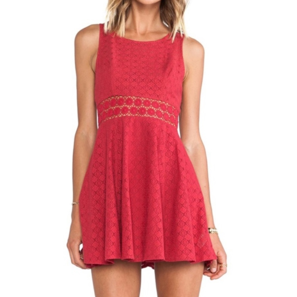 Free People Daisy Lace Dress Red